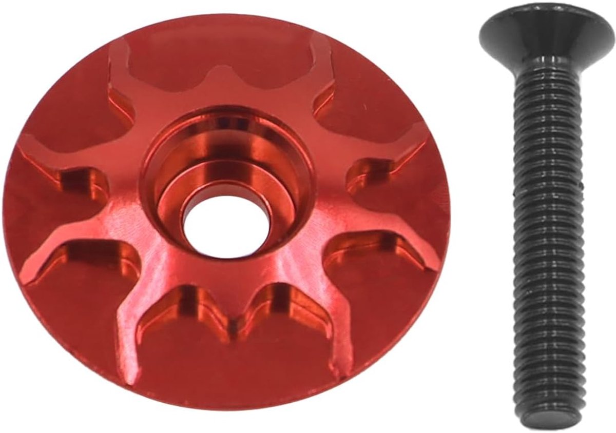 Aluminiumlegering fiets stuurset afdekking met roestvrijstalen schroef voor straat MTB fietsen accessoires (rood)