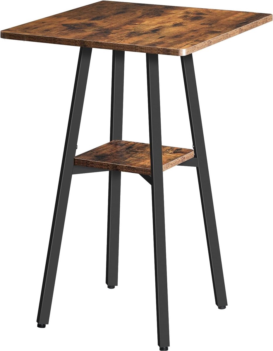 Bartafel, 2-Tier High Top Pub Tafel, Aanrecht Hoogte Tafel met Opslag, Kleine Keuken Eettafel, 36" Hoge Bartafel voor Woonkamer Feest, Eenvoudig te Monteren, Rustiek Bruin BF51BT01