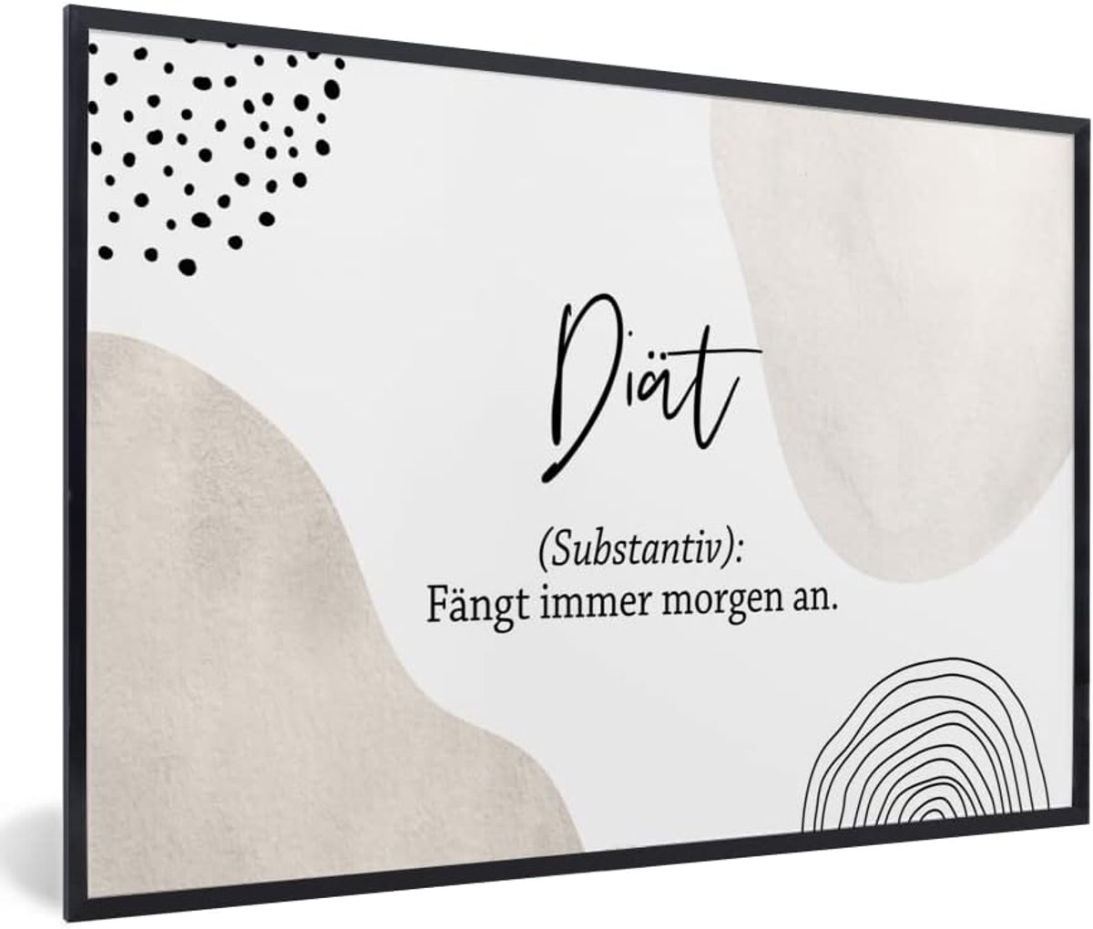 Poster met Lijst - 90x60 cm - Diät - Spreuken - Dieet definitie - Quotes - Woordenboek