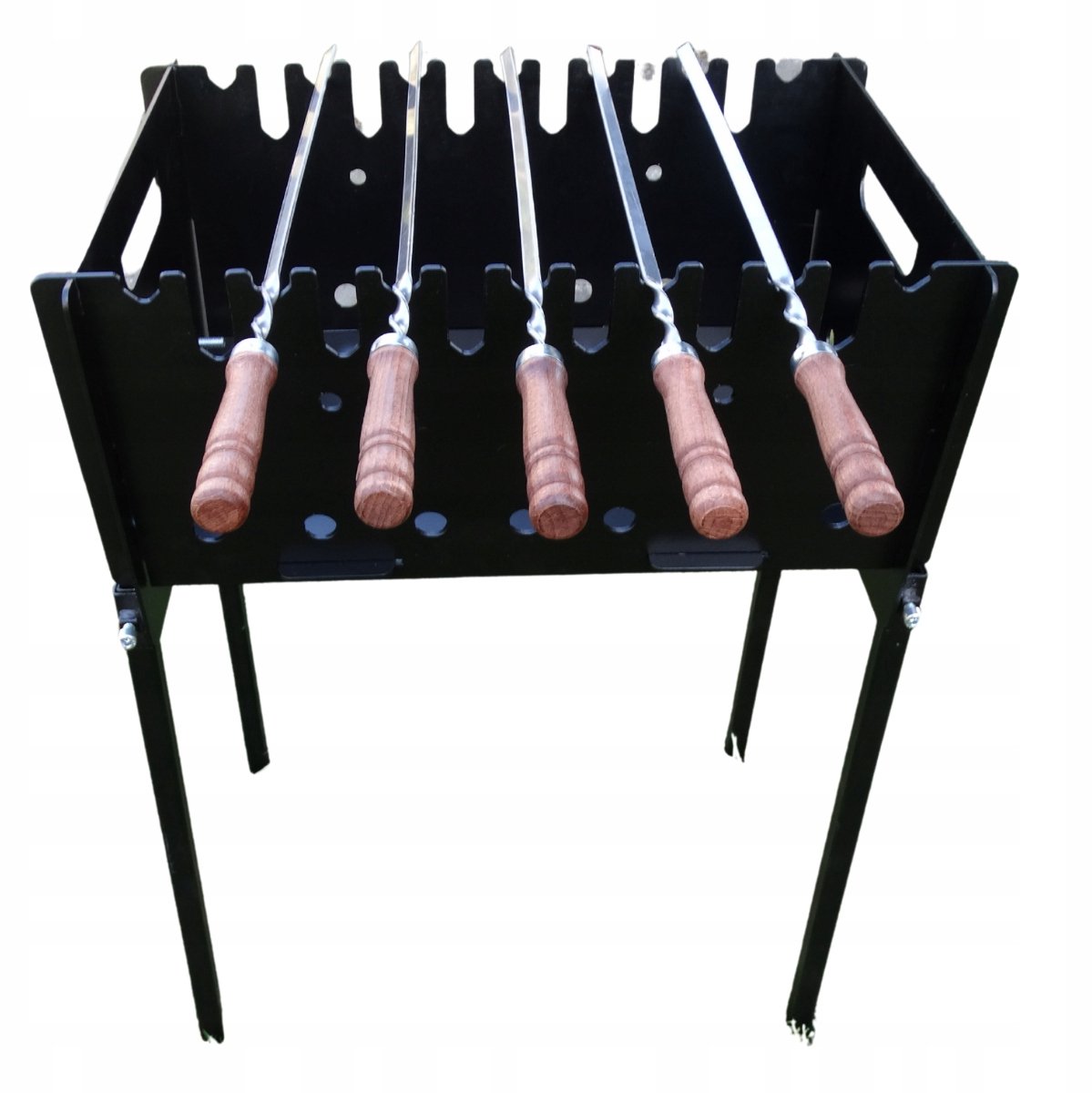 Stevige Metalen Houtskoolgrill - 3mm Dik Staal - 15kg - Inclusief 5 Spiesjes