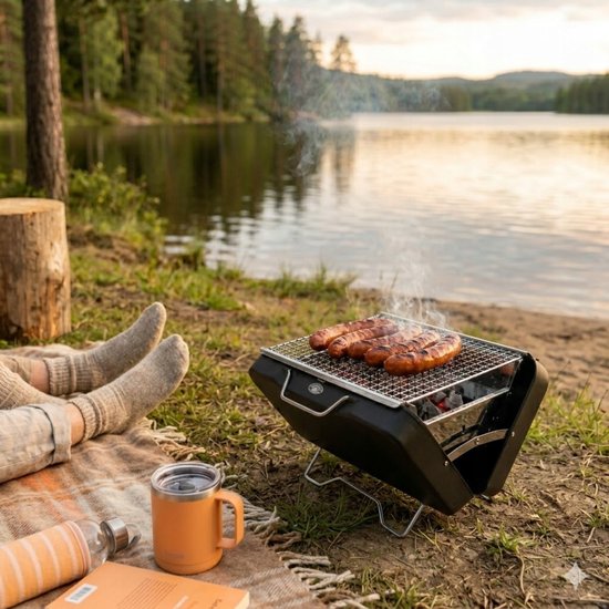 Compacte Koolgrill Koffer - Draagbare BBQ voor Kamperen & Picknicks — afbeelding 5