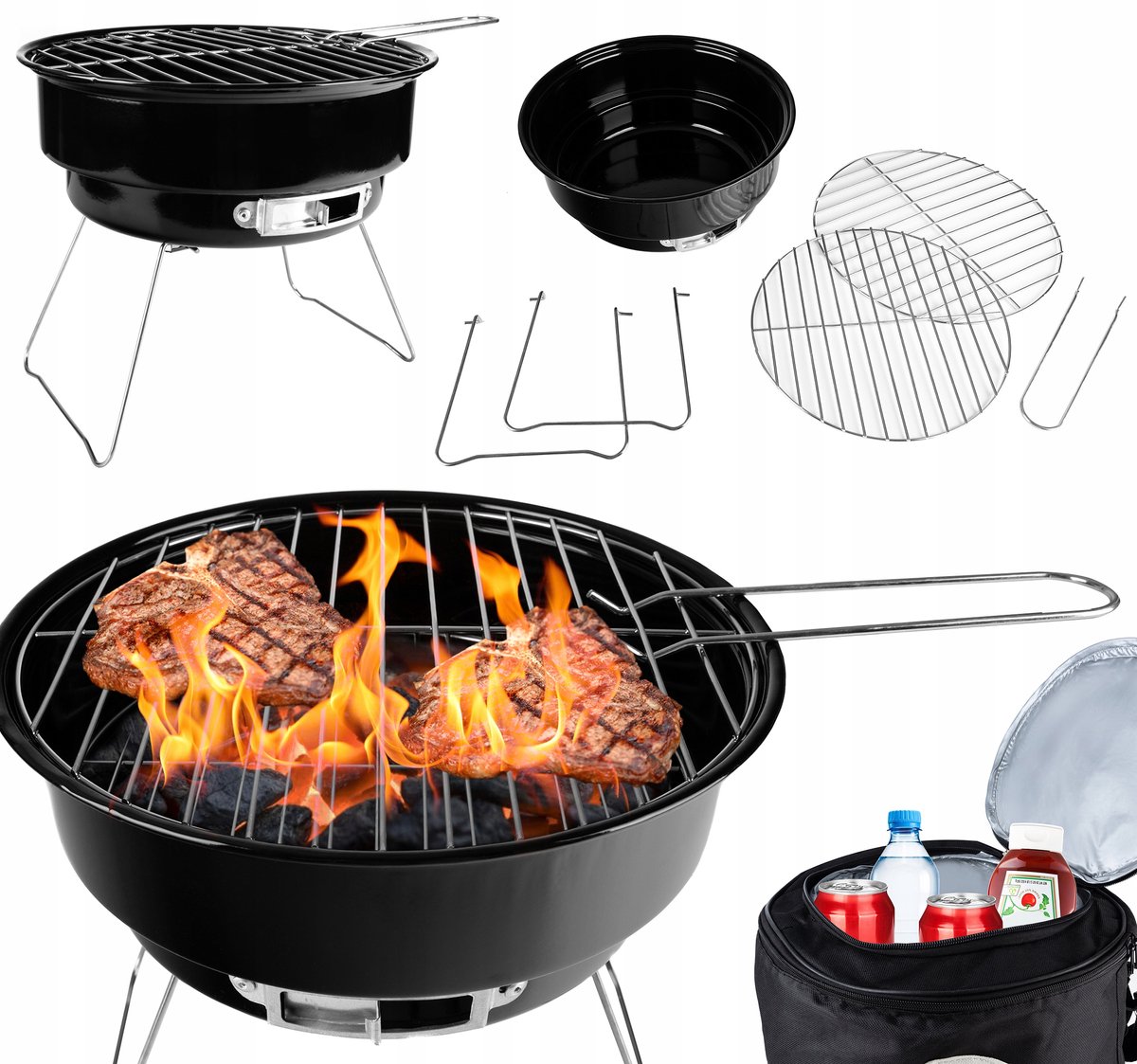 Draagbare Koolgrill Easy BBQ GQ2 met Reistas - Compact & Opvouwbaar