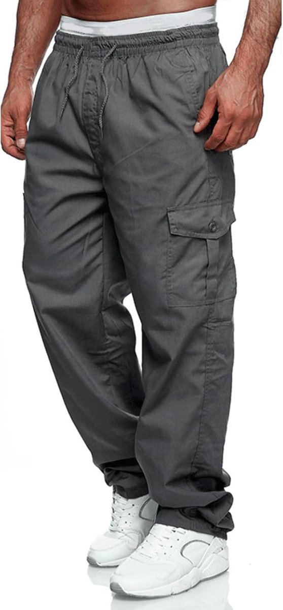Cargobroek voor heren, gevechtswerk, casual joggingbroek, trainingsbroek met trekkoord en zakken