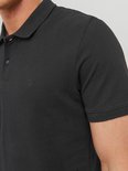 Donkergrijs poloshirt met korte mouwen en geborduurd logo.