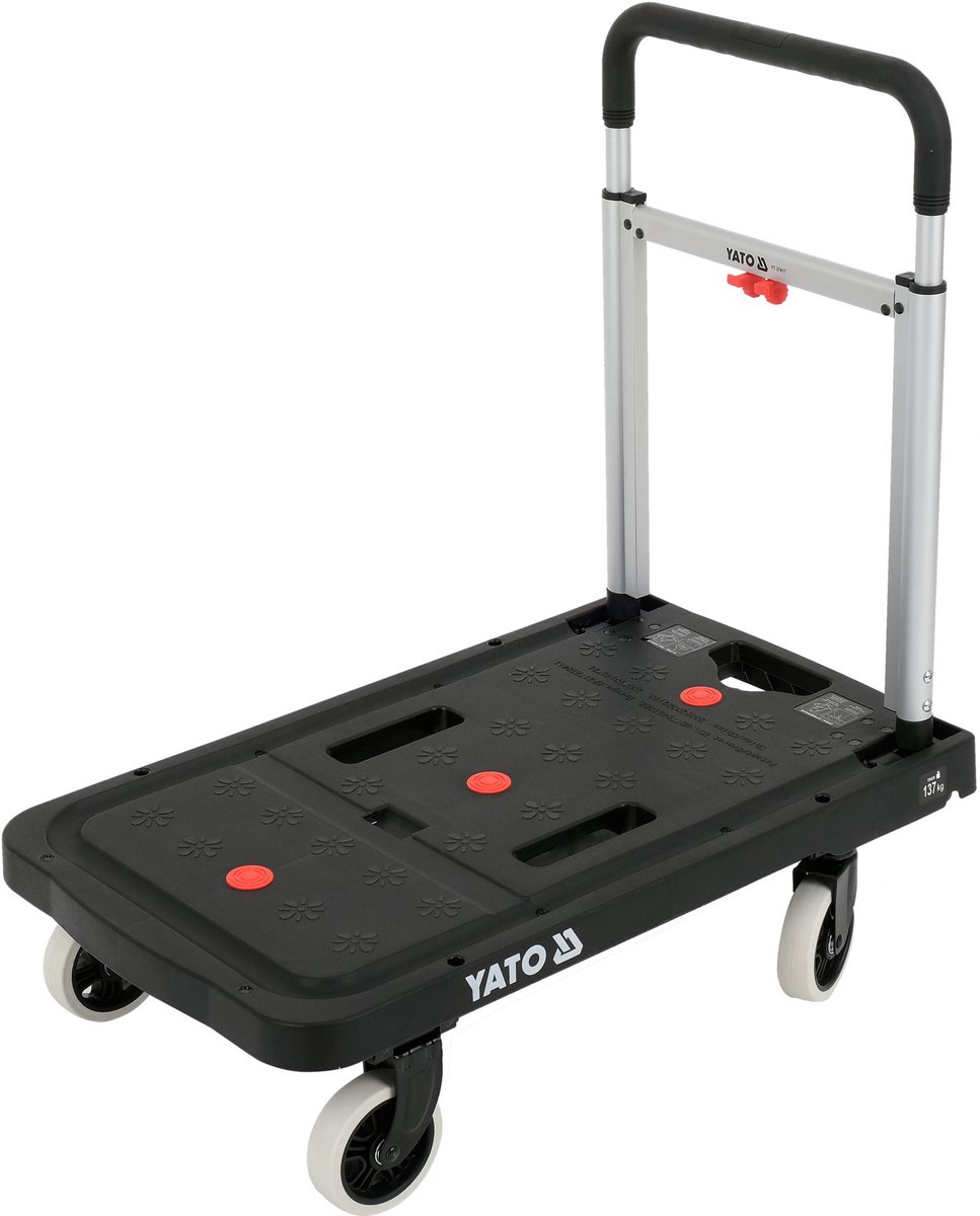 Opvouwbare Platformwagen / Magazijnwagen – Max. 137 kg – Inklapbaar Ontwerp – Stalen & Aluminium Frame – Met 2 Zwenkwielen & Remmen