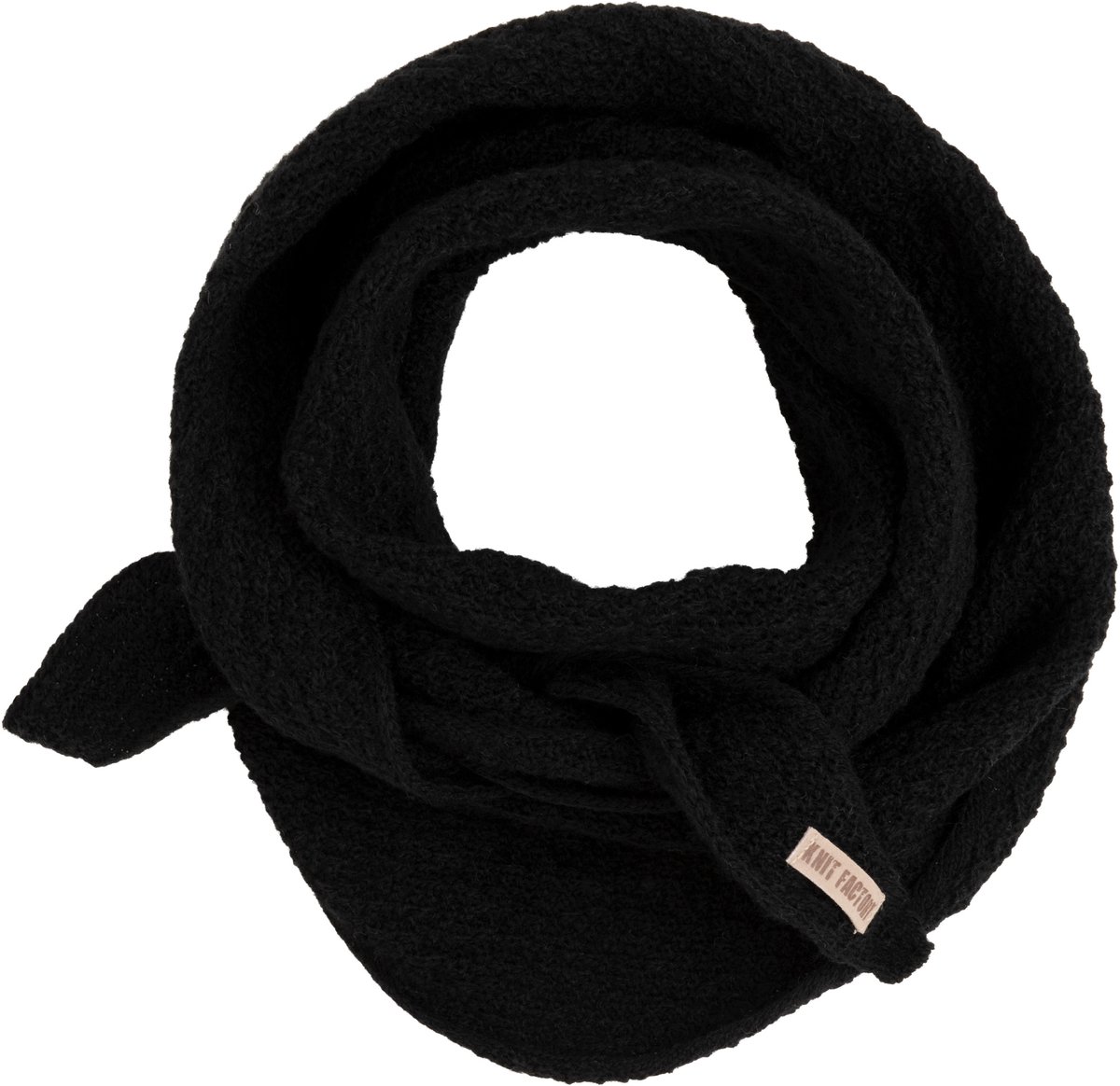 Knit Factory Yuna Mini Driehoeksjaal - Zwart - 125x35 cm