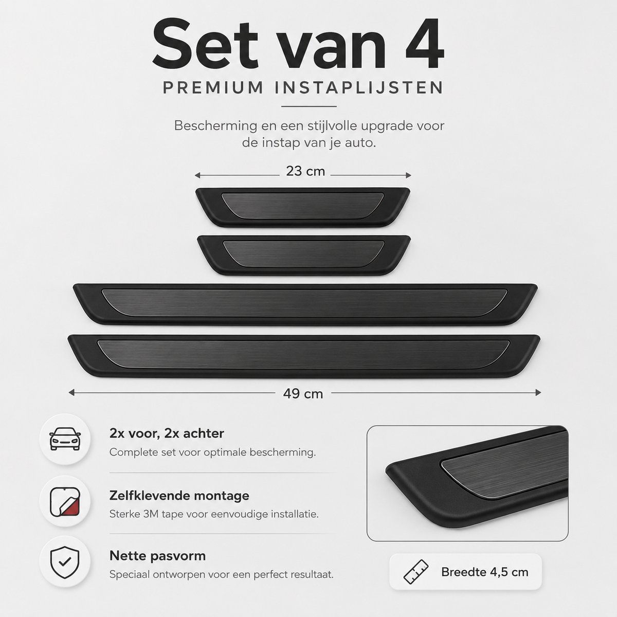 Instaplijsten Audi A3 8Y - Set van 4 - Zwart-glans - AIM