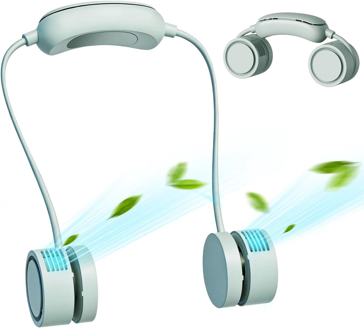 Draagbare ventilator - met nekband- Draagbaar - Ultrastil - 1600mAh batterij - Drie windsnelheden - Lange batterijduur - USB oplaadbaar - Voor kamperen/buitenreizen - Groen