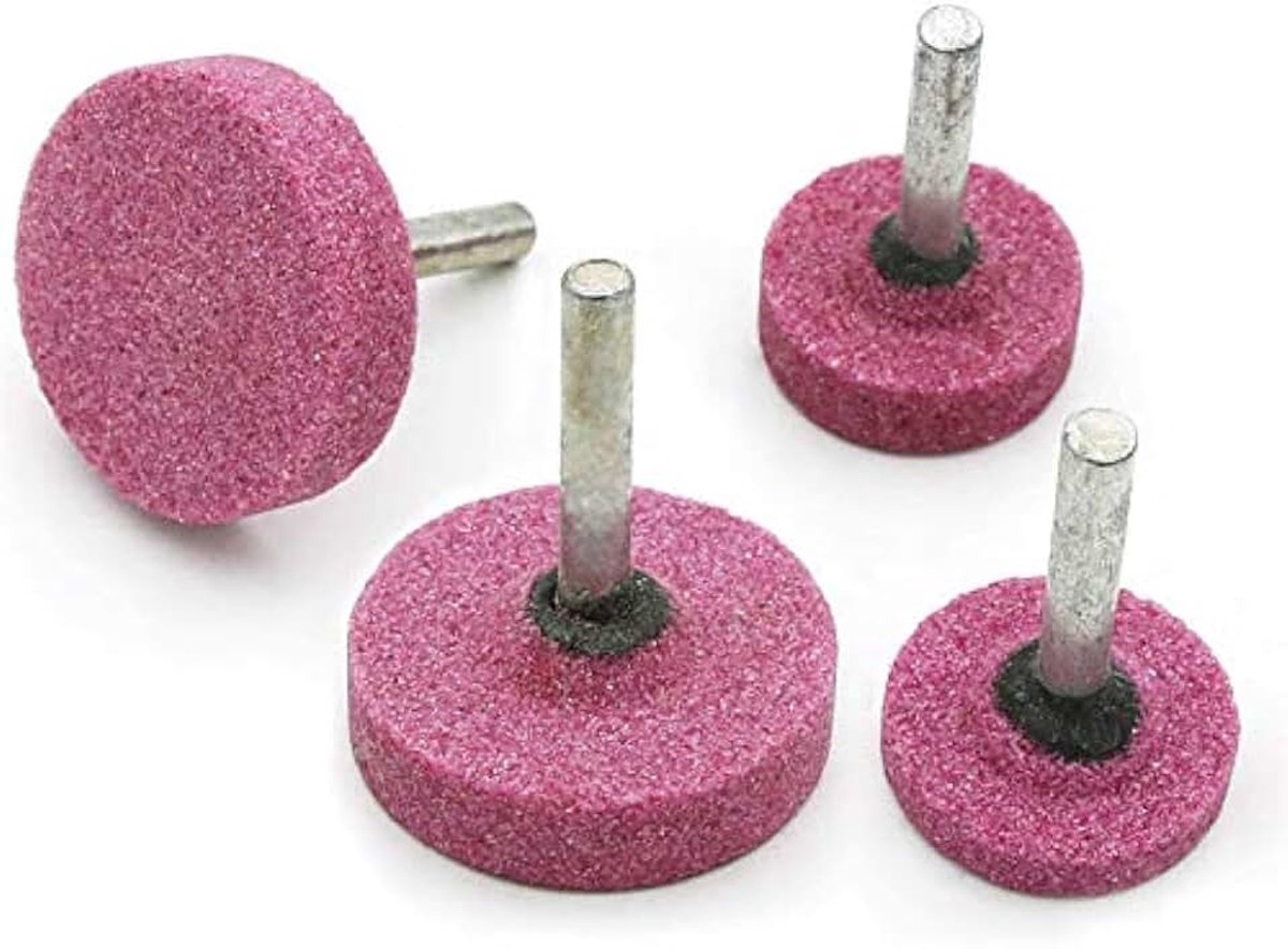 10 x roze slijpschijven 6 mm T-vormige schacht, 25 mm/30 mm/40 mm slijpsteen polijstschijf voor roterende gereedschappen