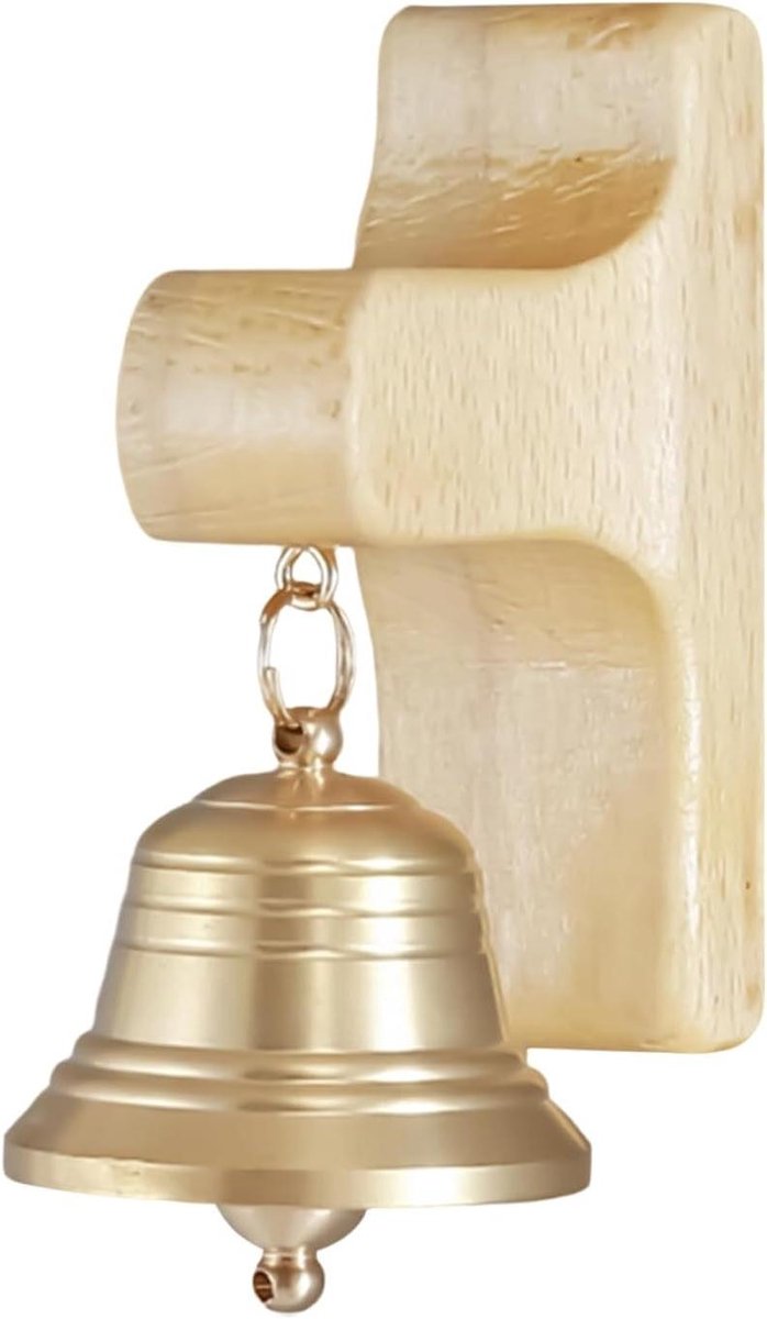 Winkelbel Houten Klepel - Decoratieve Deurbel - Bezoekers Melder - Magnetische Montage - 8.8 x 5.6 cm - Houtkleur