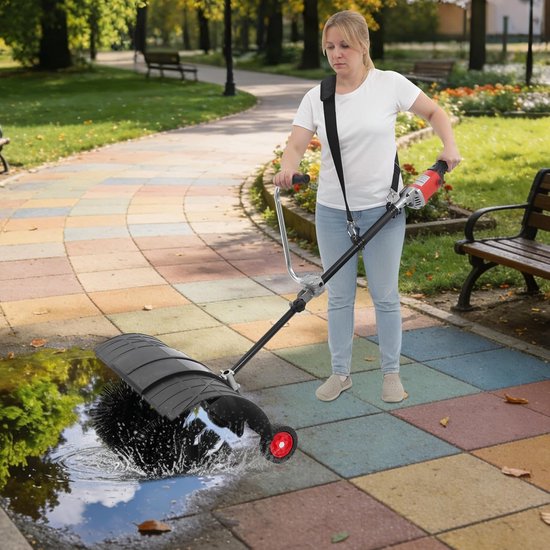 Elektrische Veegmachine - Bladblazer Tuin - Gazon Reinigen - 2-in-1 Functionaliteit - 55 cm Werkbreedte - Zwart Rood — afbeelding 3