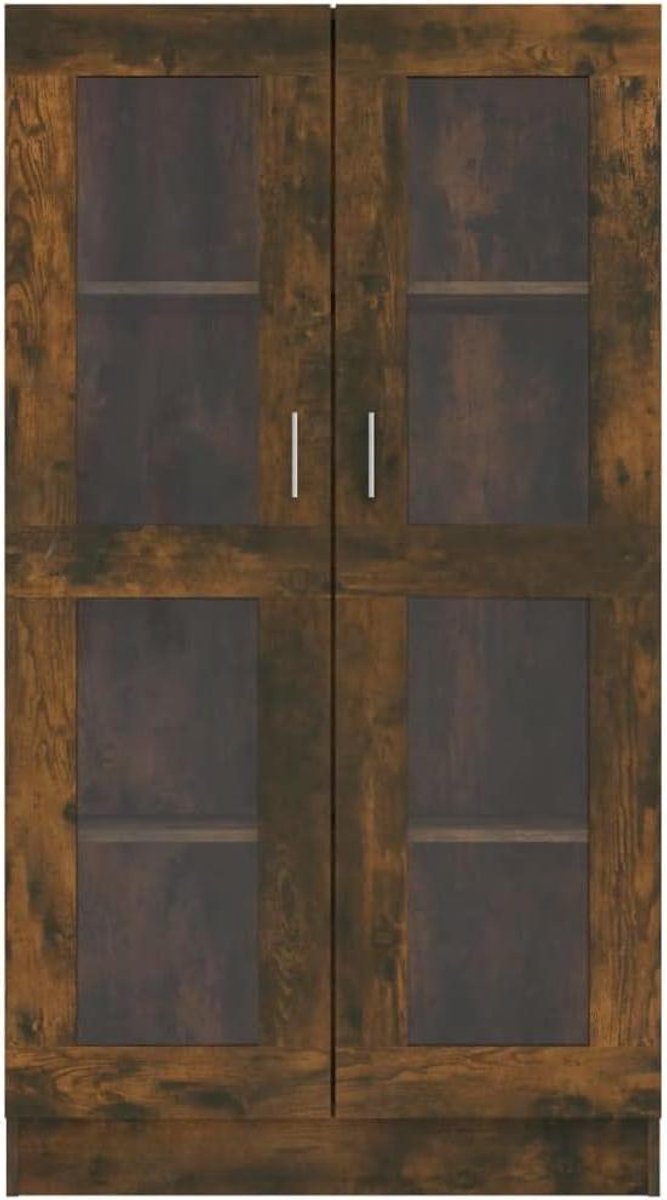 Hoge Opbergkast - Vitrinekast Hout - Decoratie Opbergen - Verstelbare Planken - 30.5 cm Diep - Gerookt Eiken