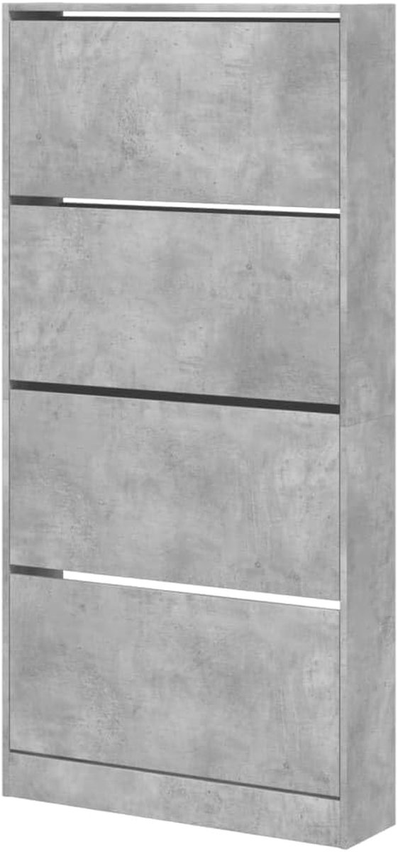 Schoenenkast Klepkast - Opbergkast Schoenen - Schoenen Opbergen - Ruimtebesparend Slank Design - 80 x 21 x 1635 cm - Betongrijs