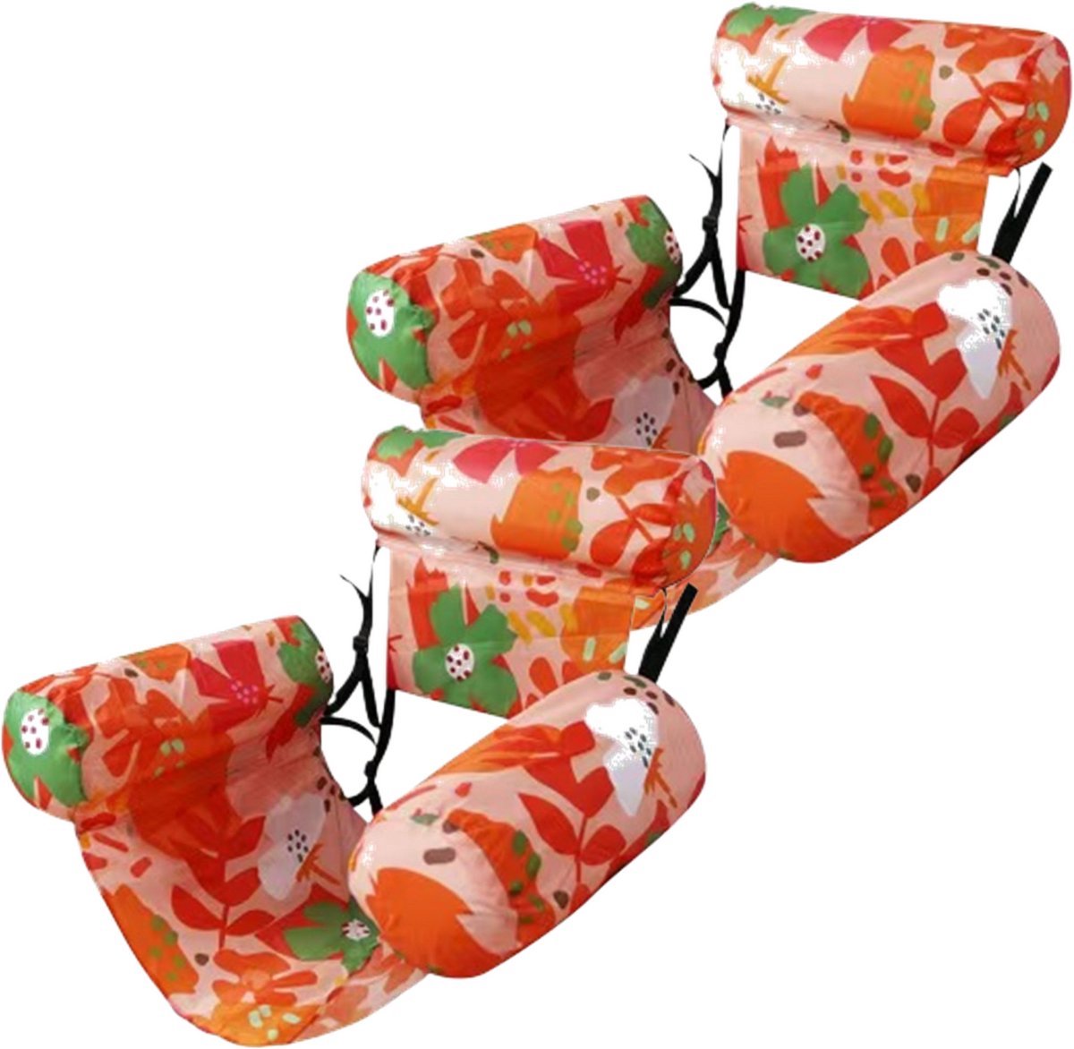 Casalora Opblaasbare Zwemstoel Set van 2 – Drijvende Waterstoel voor Volwassenen – Comfortabele Pool Float met Rugleuning en Armsteunen – Voor Zwembad, Meer en Strand - Oranje