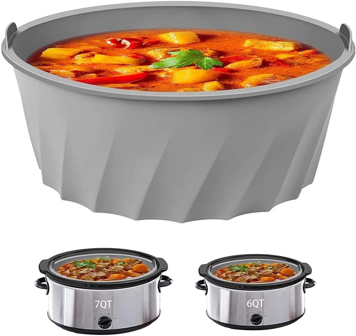 Slowcooker Voering - Crock pot bak - Koken en Bakken - Herbruikbaar en Vaatwasmachinebestendig - 6-8 Liter Ovaal - Grijs – foto 7