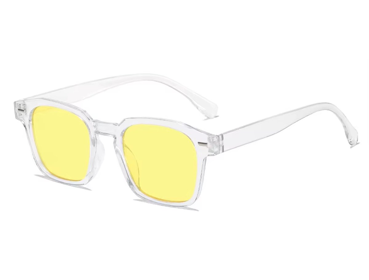 Retro Zonnebril 2026 - Transparant Frame - Gele Glazen