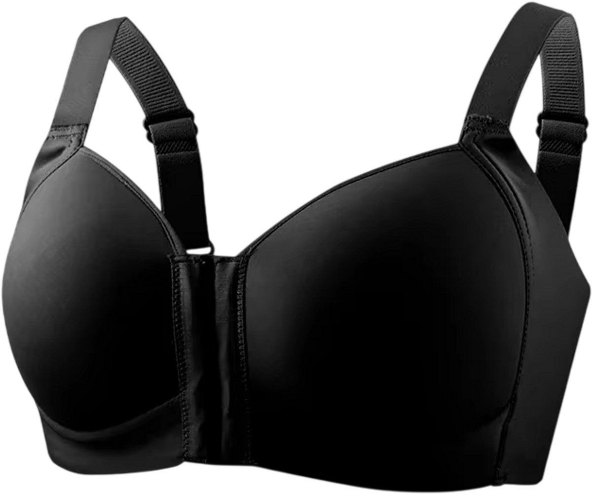Plus Size Beha Dames – Draadloze Comfort BH met Voorsluiting, Grote Maten BH, Naadloze Zachte Cups, Ademend en Ondersteunend, Dames Lingerie - Zwart - Maat XL