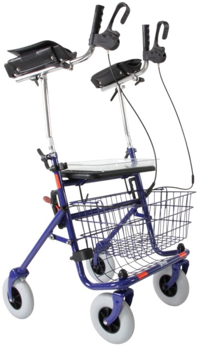Premis - Rollator - met Bredere onderarmschalen (Steunen) - Belastbaar tot 120 kg - Inklapbaar - Metallic Blauw