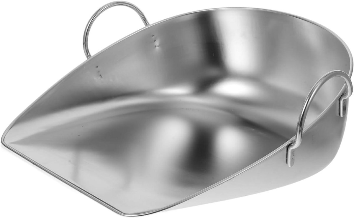 Handzaam Stofblik - Roestvrij Staal Blik - Afval Verzamelen - Dubbele Handgreep - 38 x 34 x 16 cm - Zilver