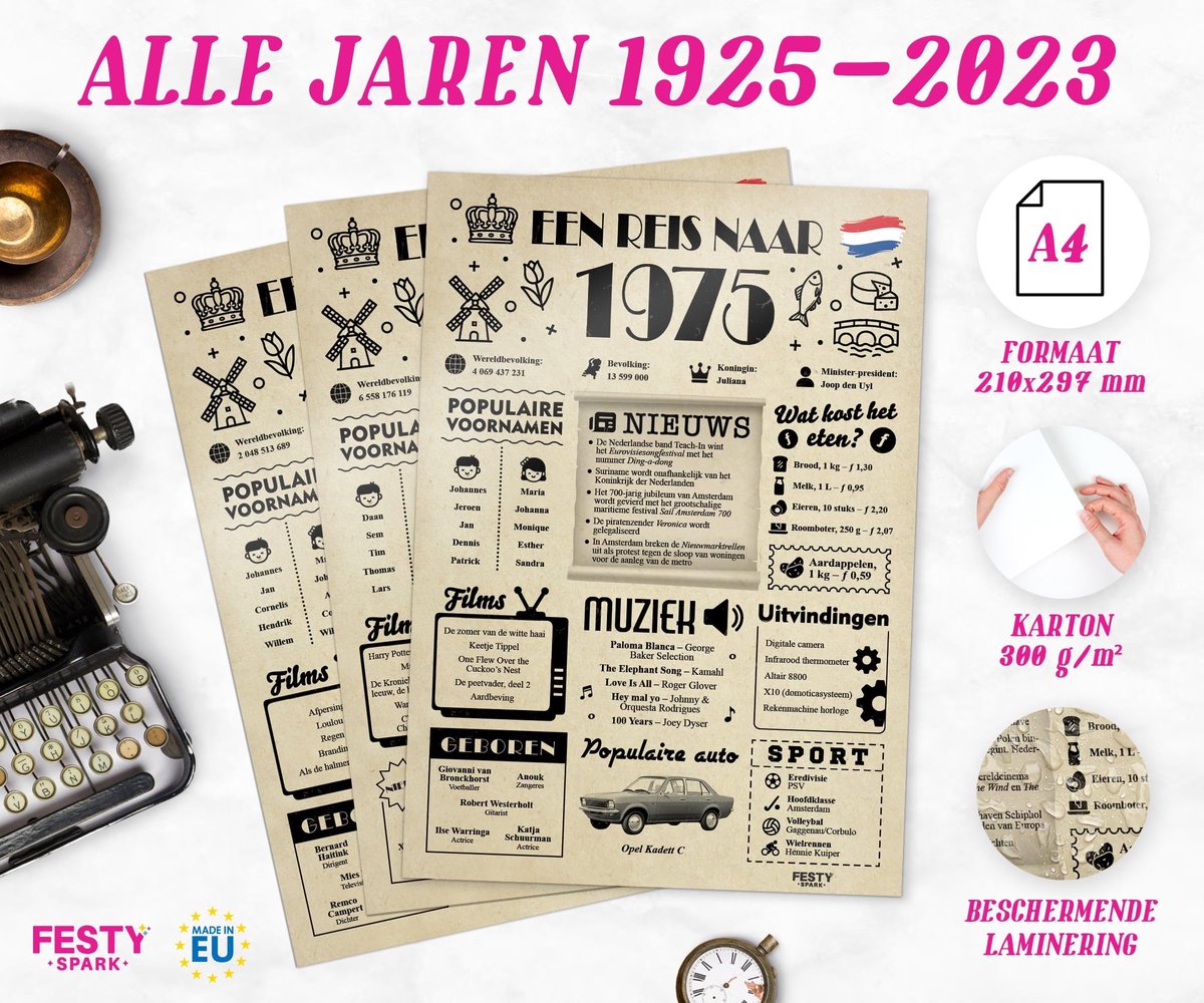 Verjaardagsdecoratie 16 - Verjaardagskaart voor Jongen en Meisje - Feestelijke accessoires - SnelShoppen