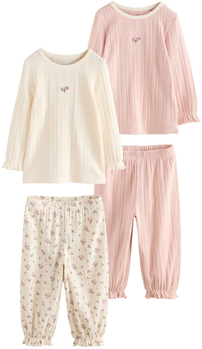 Next - Meisjes - Set van 2 ajourgebreide joggingpyjama's - Roze