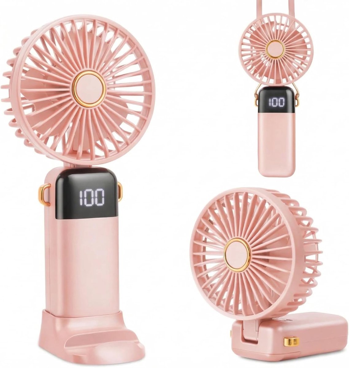 Handventilator stille mini-ventilator - USB-oplaadbaar - opvouwbaar met 5 snelheden - ideaal voor onderweg - SnelShoppen