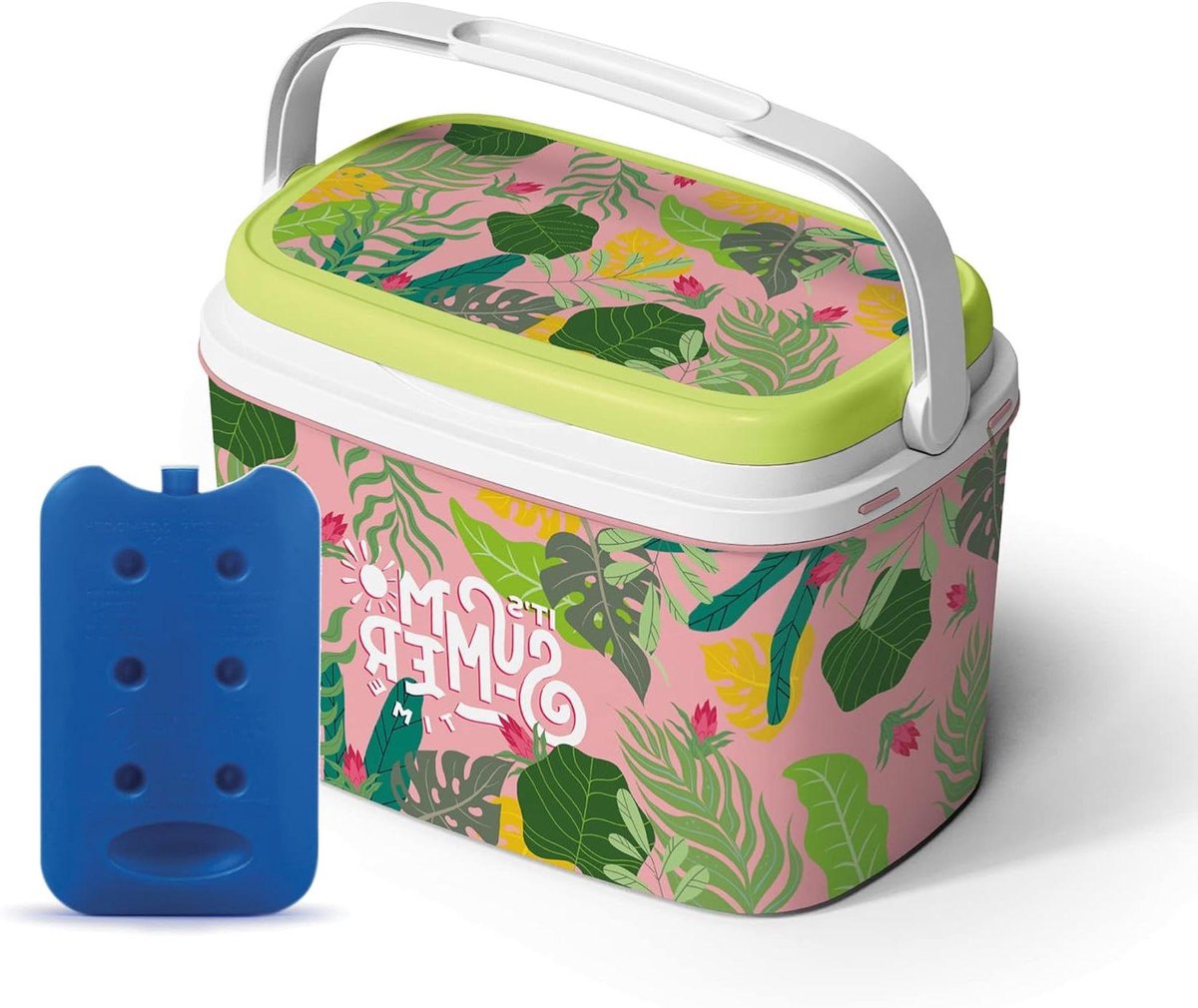 Koelbox - Picknickbox - Eten koel houden - Inclusief koelelementen - 6 liter - Roze tropisch