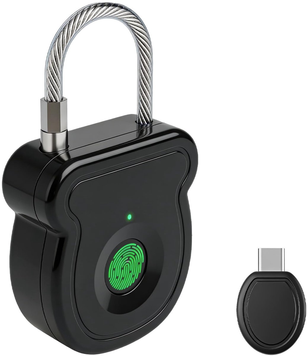 Vingerafdrukslot - USB type C - waterdicht - draagbaar anti-diefstal hangslot - SnelShoppen