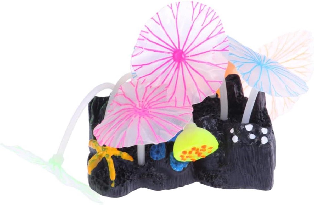 Aquarium Decoratie Set - Aquarium Planten - Aquarium Verfraaien - Glow in the Dark - 9x6x10.5 cm - Meerdere Kleuren