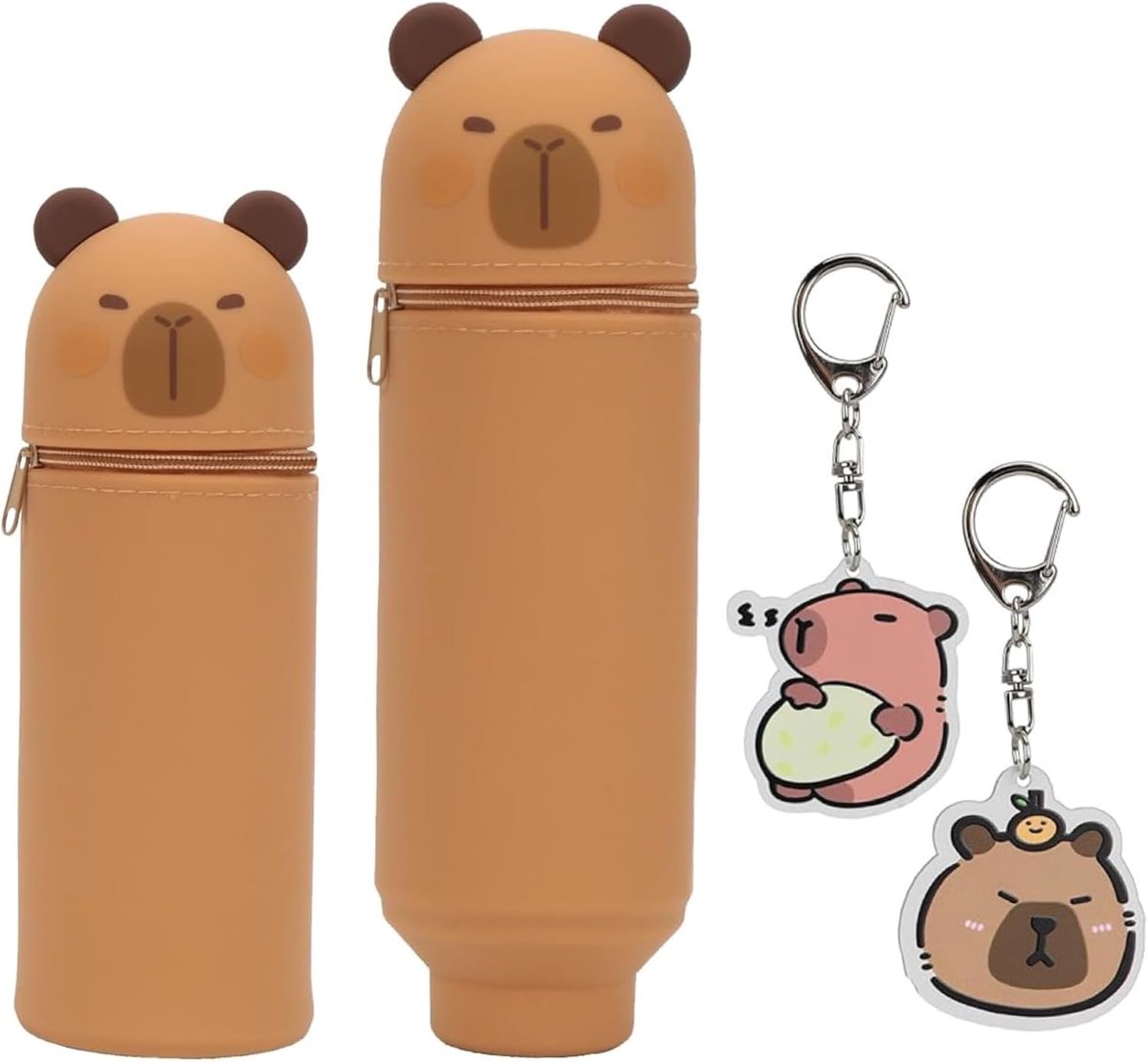 Pennenetui 2-in-1 - Zachte siliconen tas - Dierenpennenhouder met sleutelhanger - Leuk voor school en onderweg - SnelShoppen