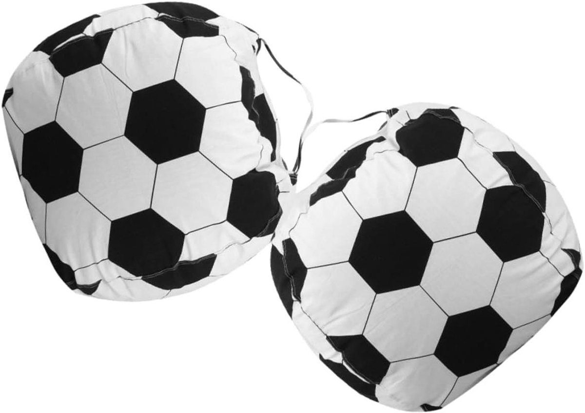 Zitzak Stoelhoes - Speelgoed Opberger - Ruimte Organiseren - Voetbal Thema Design - 43 x 43 x 43 cm - Multicolor