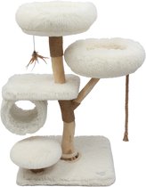 Studio RAR Krabpaal Fuzz - Houten boomstam krabpaal - Extra Stevig - 59x59x110cm - Long Plush Off-White