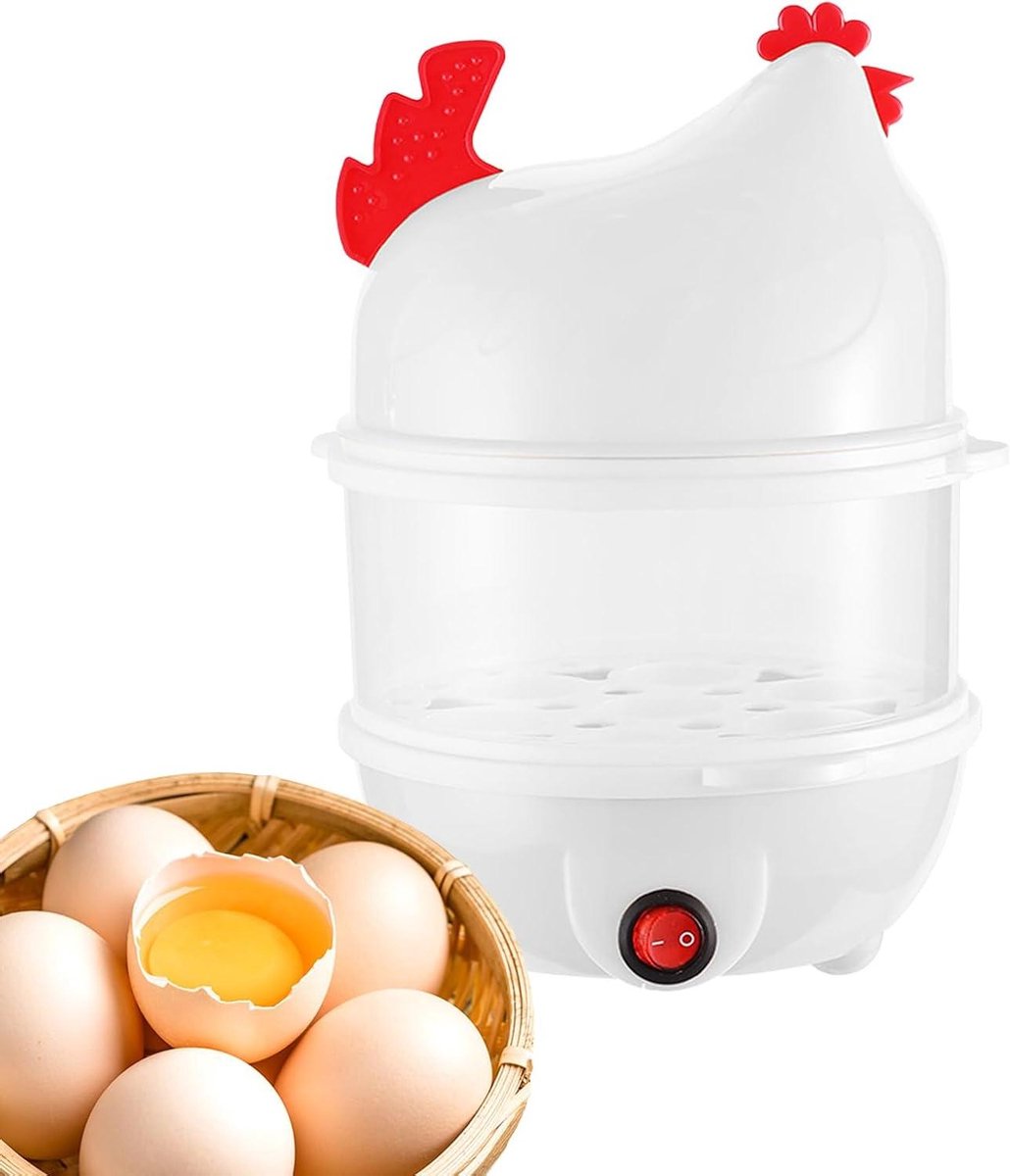 Eieren Koker - Ontbijtgerei - Snelle Maaltijden - Dubbellaags Ontwerp - 14 Eieren - Wit