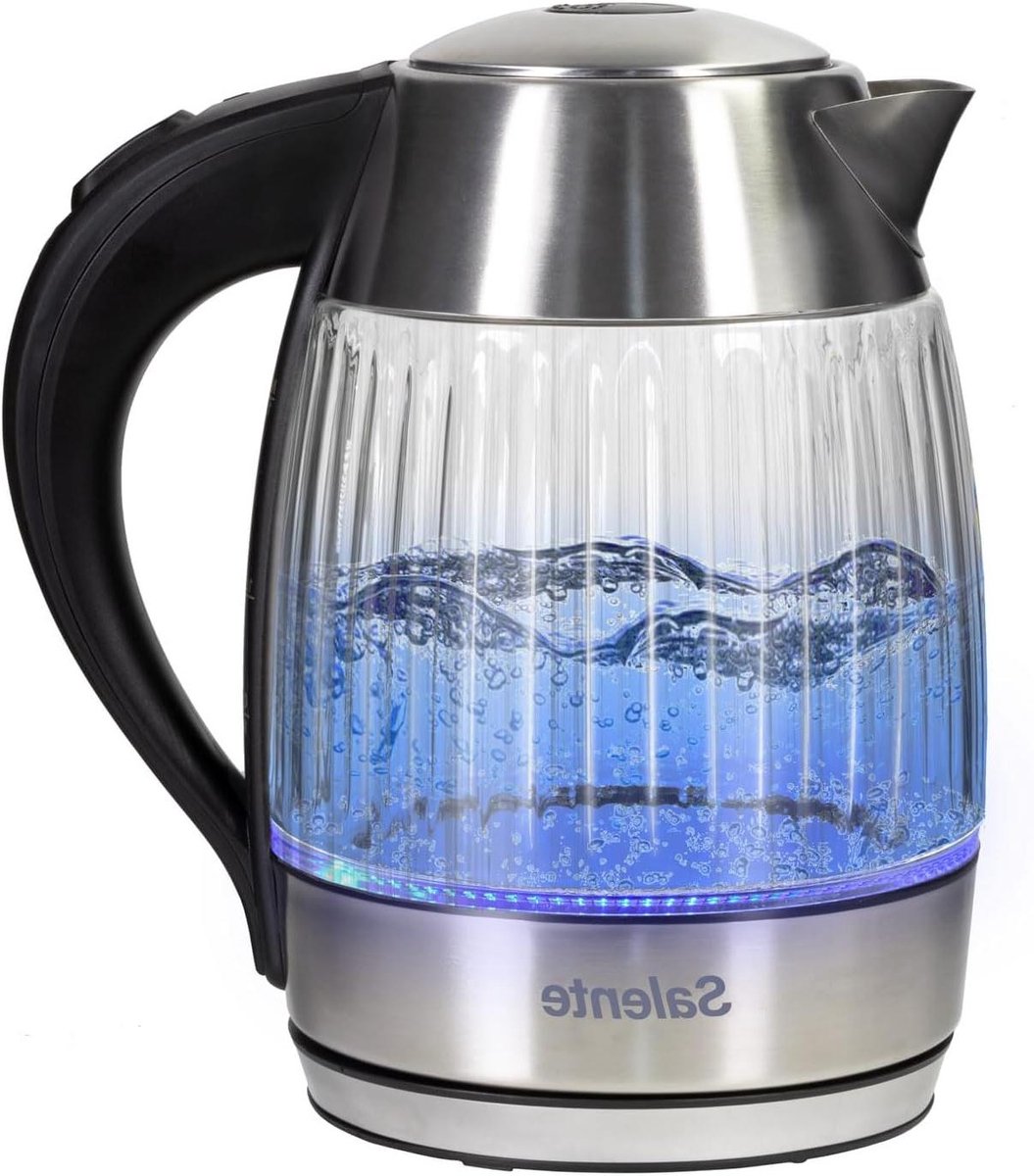 Glazen Waterketel - Thee Ketel - Snel Water Koken - Blauwe LED Verlichting - 18 Liter - Zilver