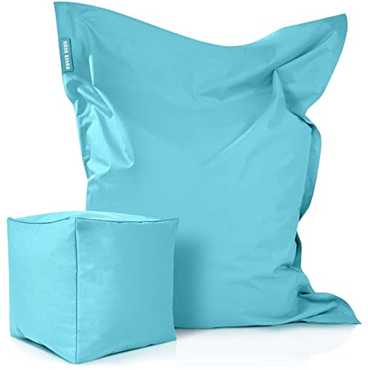 Zitzak Set - Lounge Kussen Poef - Ontspannen Binnen Buiten - XXL Formaat Inclusief Poef - 140x180 cm - Blauw