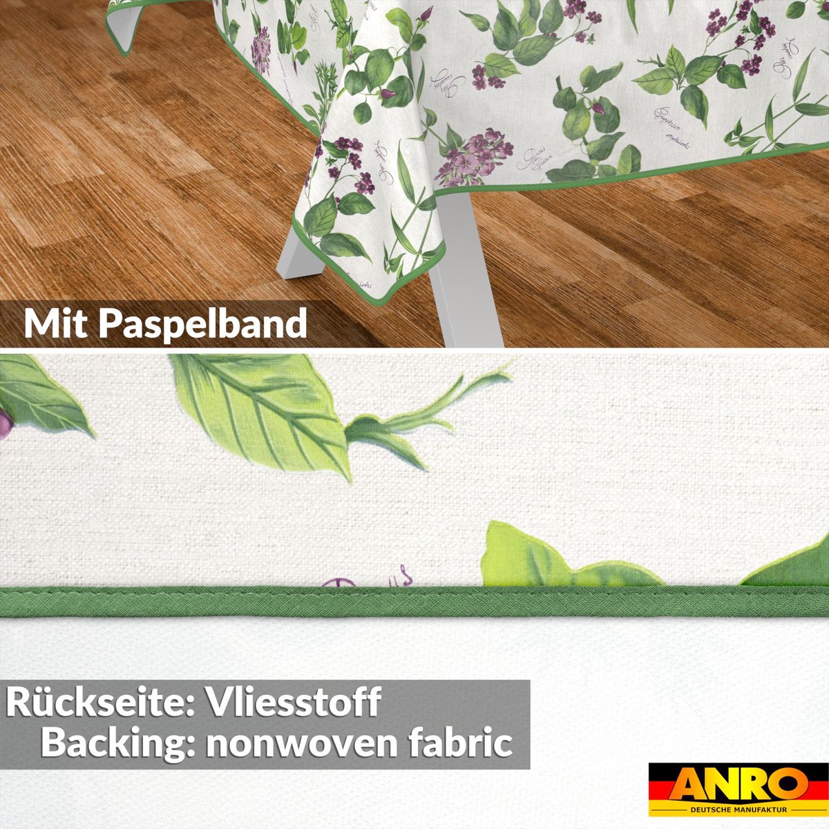 ANRO Tafelkleed Lavendel Groen 280x140cm Met sierband Afwasbaar Waterafstotend Binnen & Buiten