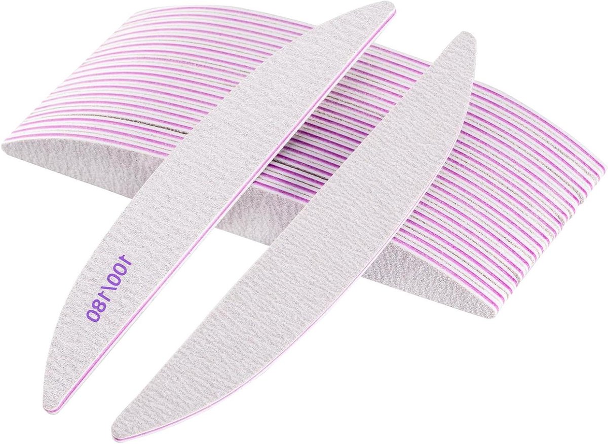 Nagelvijlen Set - Manicure Vijlen - Nagels Vormgeven - Dubbelzijdig Grit - 20 Stuks - Grijs