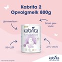 Kabrita 2 opvolgmelk, 800g blik op basis van geitenmelk met illustratie van geit met lammetje.