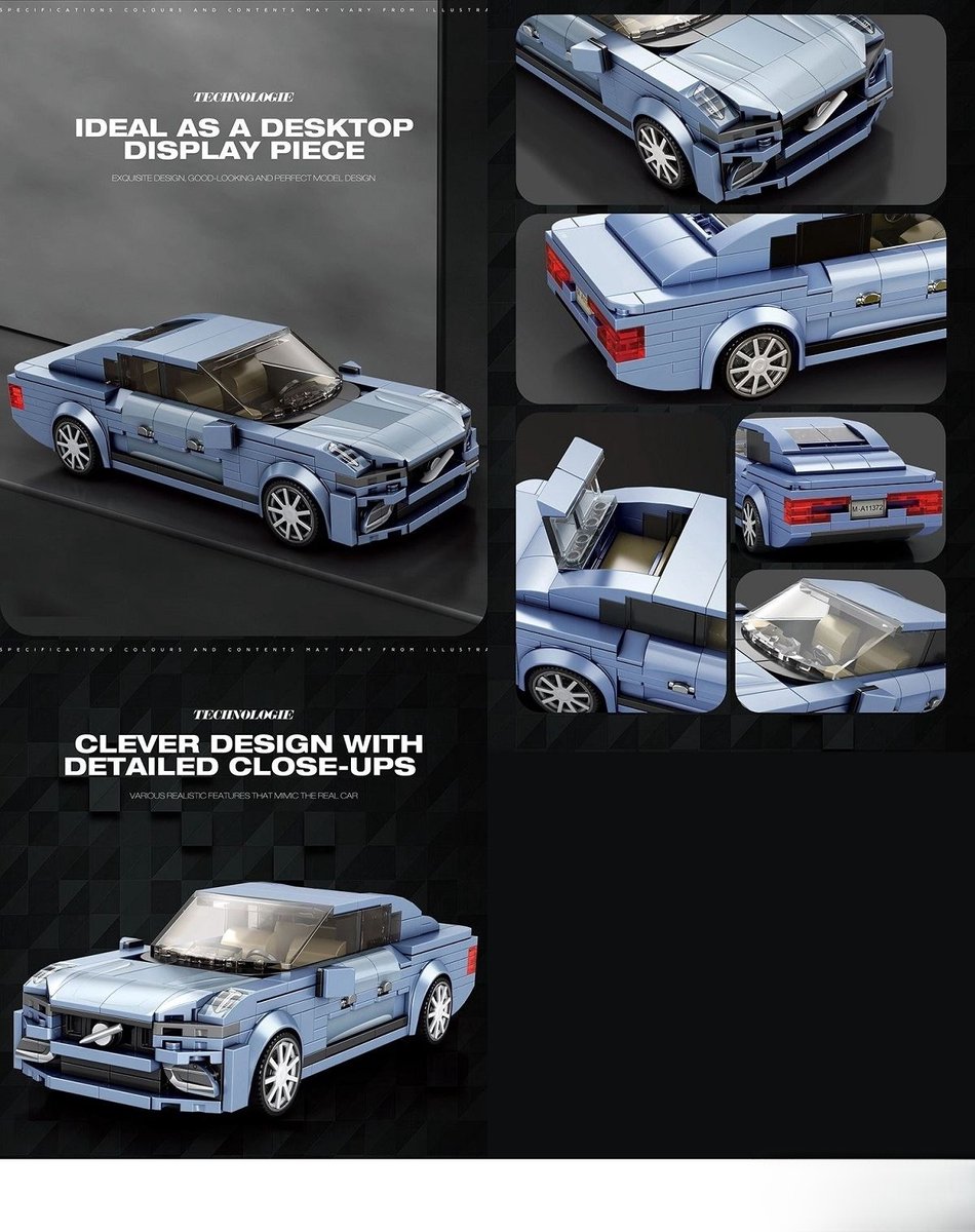 Reobrix 817 Volvo S90 bouwset | City fast champions adventure | Creator classic motor bouwpakket | Technic speelgoed ideas voor volwassenen | Icons furious speed auto geschikt voor lego | Technische bouwdoos met 387 bouwstenen — cadeau in Spellen & Speelgoed - foto 4