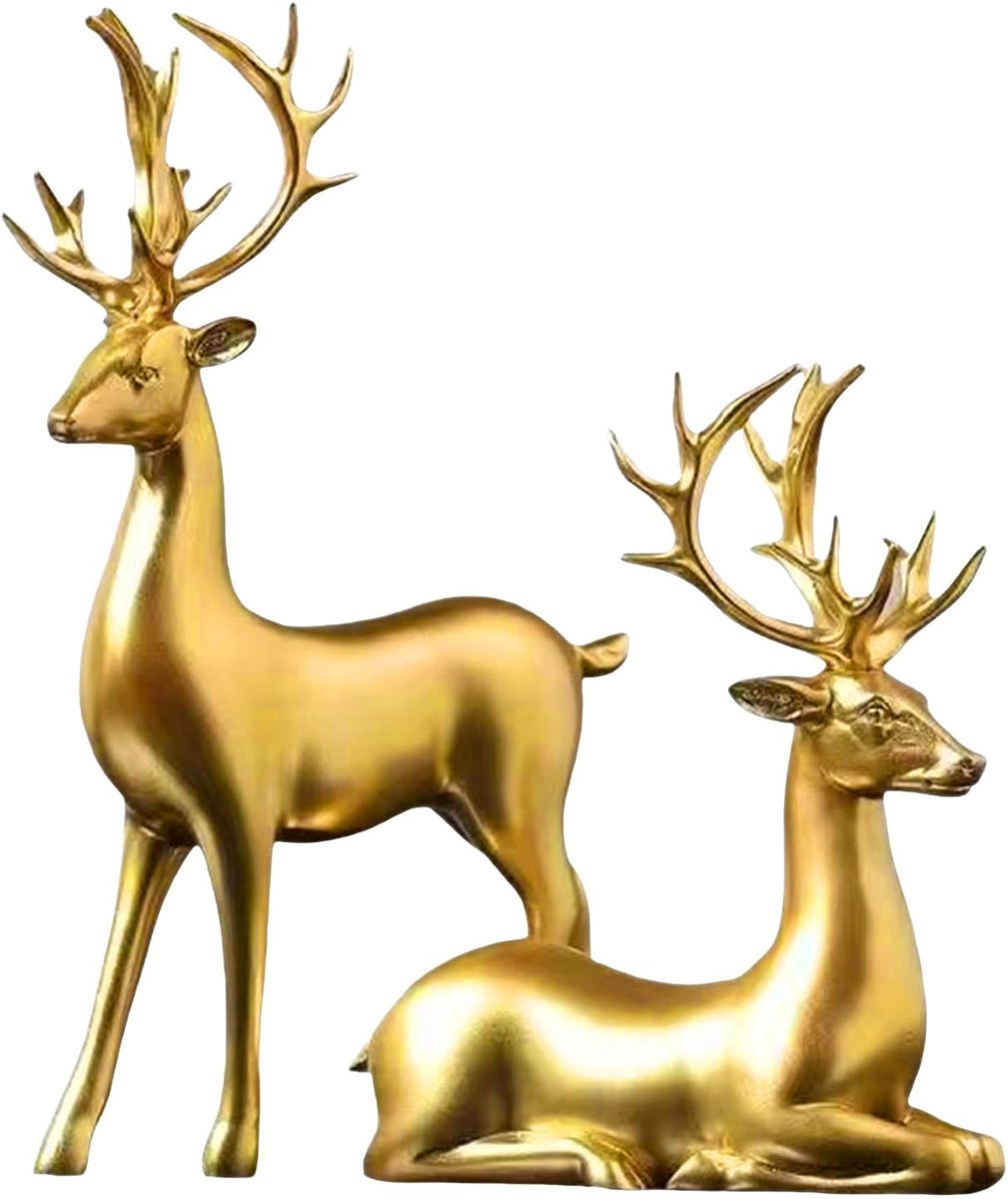 Kerstmis, Dierenfiguren Kerstversiering Decoratie, Rendier Desktop Ornament Decoratie, Geluksbrenger Kerstfeest Verjaardag Bruiloft Housewarming Party Cadeau (A)