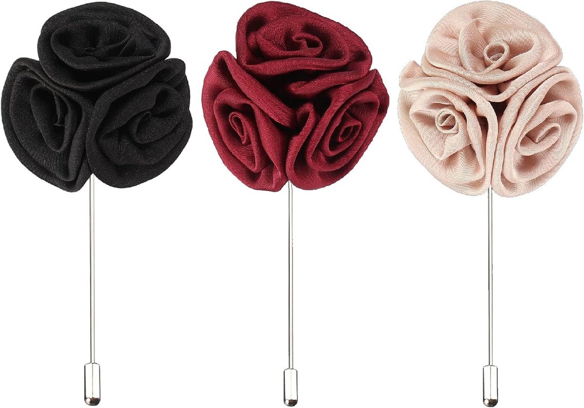 Boutonniere voor mannen bruiloft Kunstbloem mannen corsages Heren Rose-reversspeld 3 verschillende kleuren rozenbroches,geschikt voor bruiloften,feesten,feesten,avondfeesten en enz.