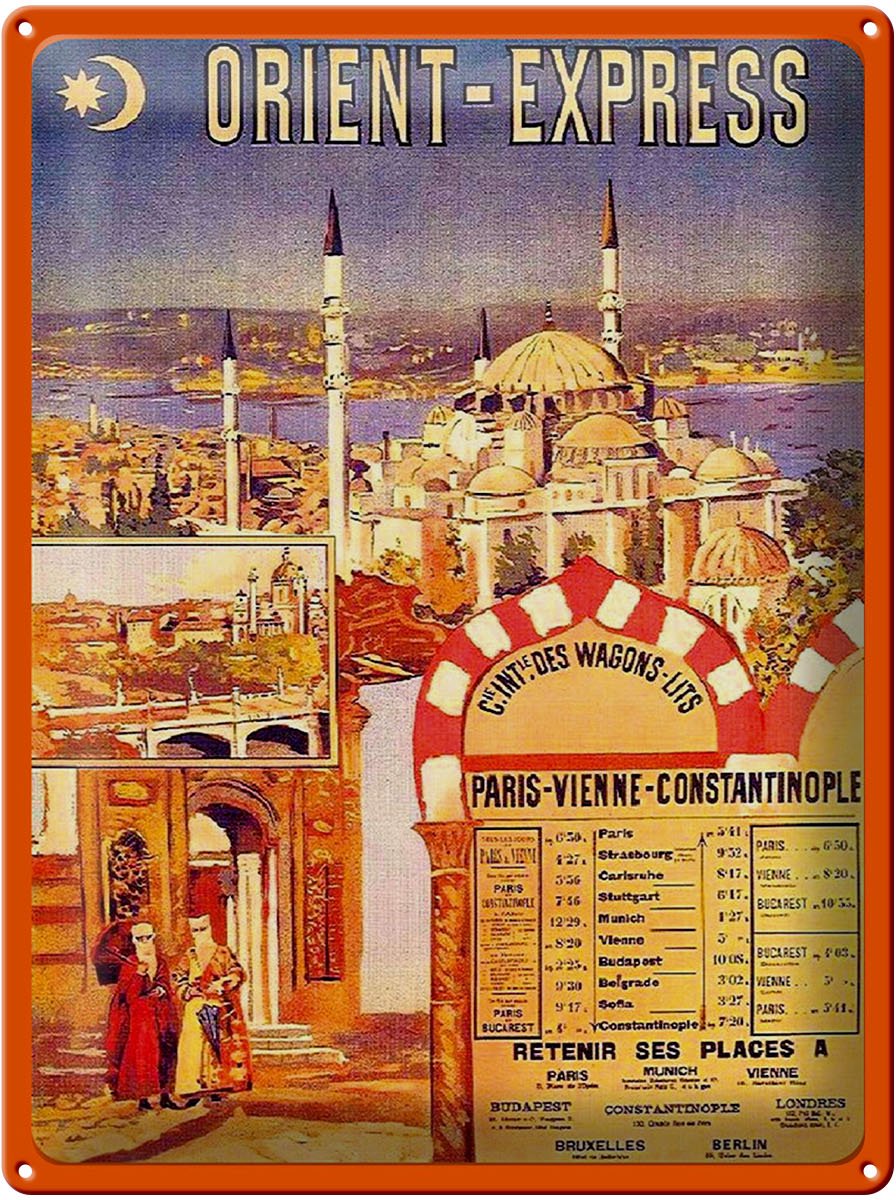 Blechschild Reise 30x40 cm Orient Express Nostalgie Deko Schild