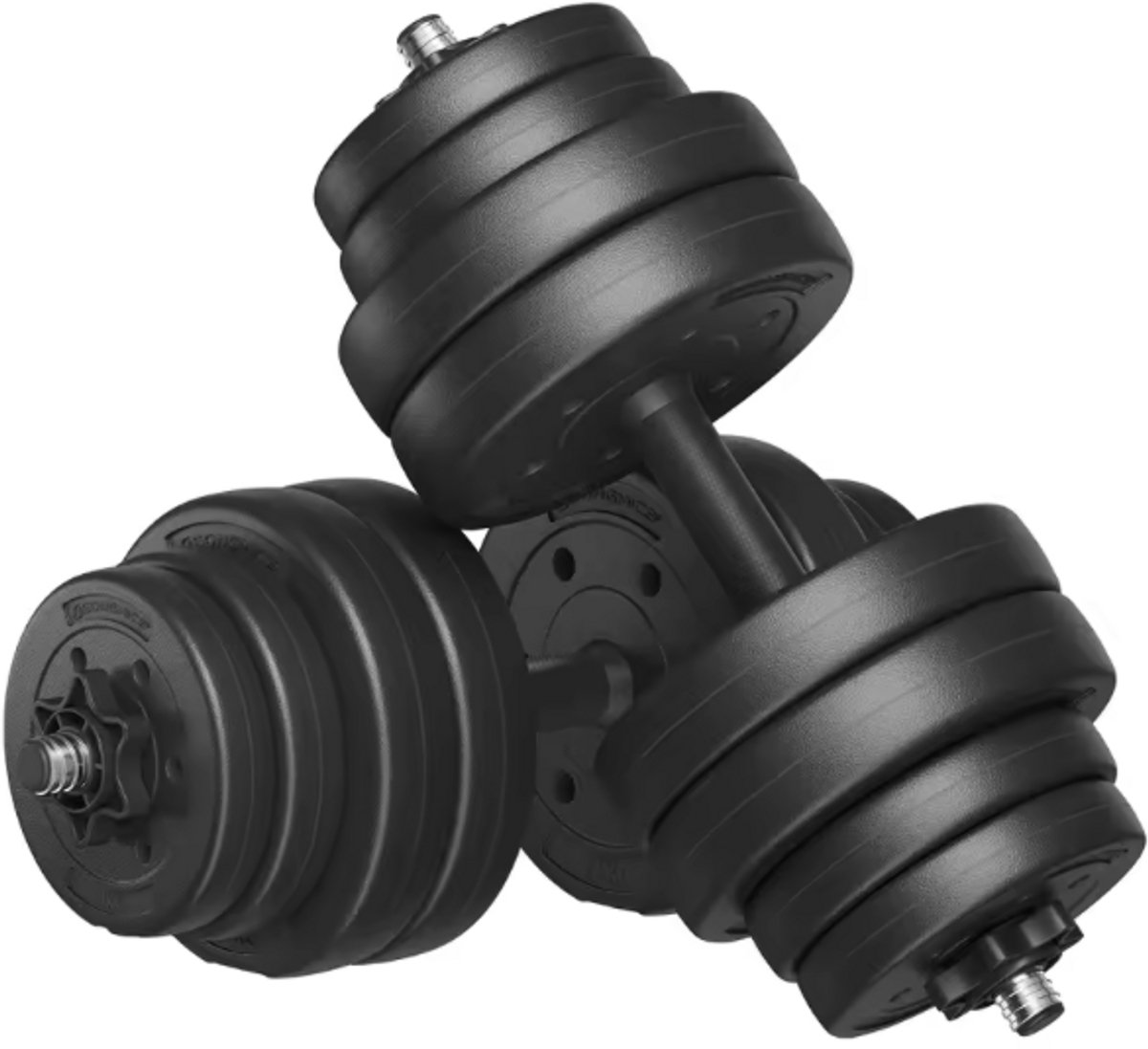 Loushops - Dumbbells - Gewichten set - Sport gewichten - Dumbbellset - Sport set - 2-in1 - 30 kg - Verstelbaar - Staal - Zwart