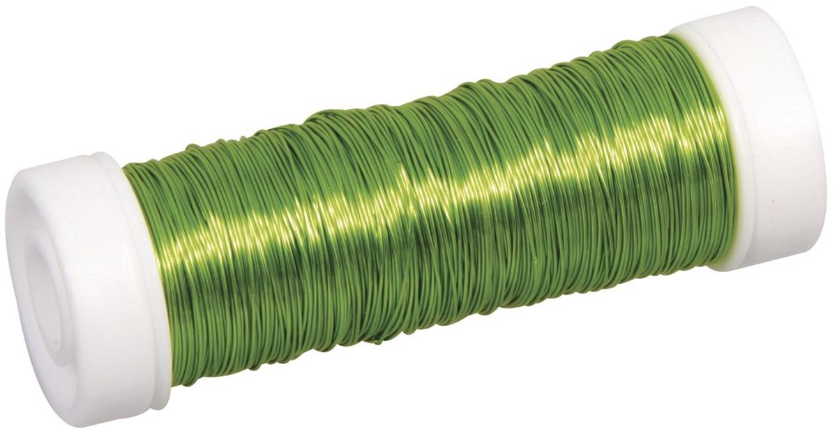 2405511 sieradenhaakdraad, h.groen, diameter 0,30 mm, spoel 50 m, sierdraad, gekleurd gelakt koperdraad, voor het knutselen van sieraden en edelsteenboompjes, lichtgroen