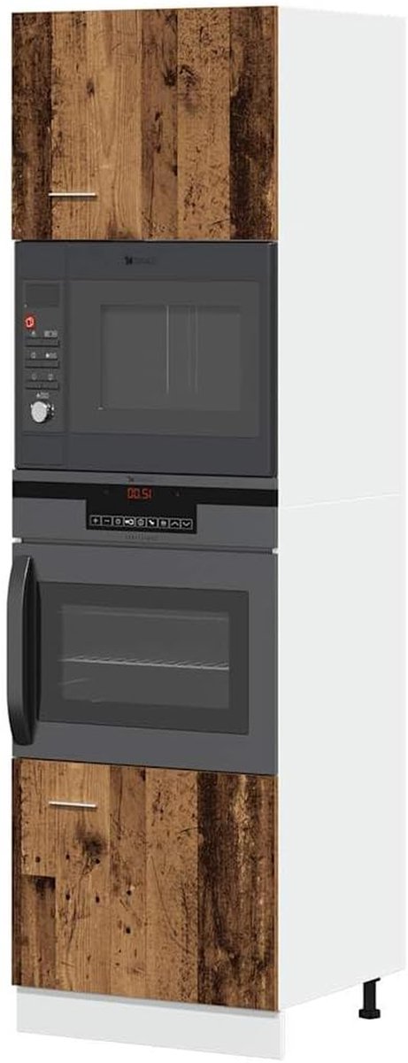 Magnetronkast - Keukenkast Dressoir - Keuken Organiseren - Flexibele Deurmontage - 60 x 207 cm - Antiek Hout