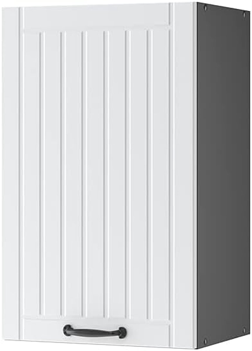 Hangkast Keuken - Muurkast Keuken - Keuken Organiseren - Soft-close Scharnieren - 45 cm Breed - Wit Landhuis