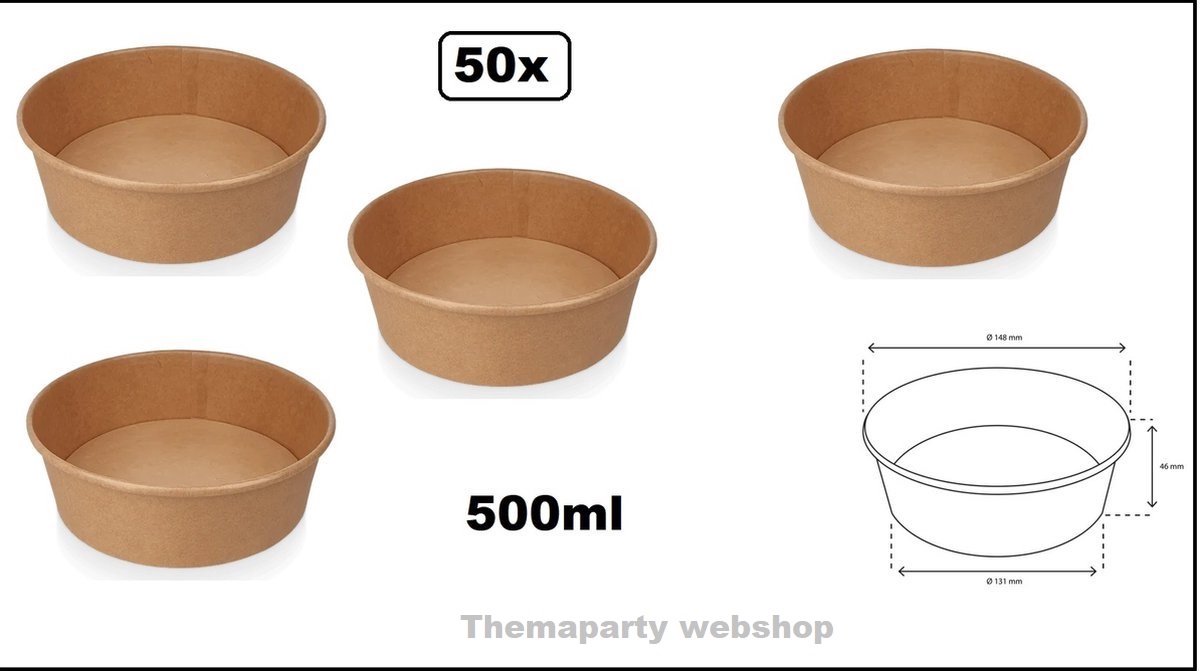 50x Poke bowl kraft 500ml pasta / salade - Food pasta salade saus pokebowl diner festival thema feest evenement party