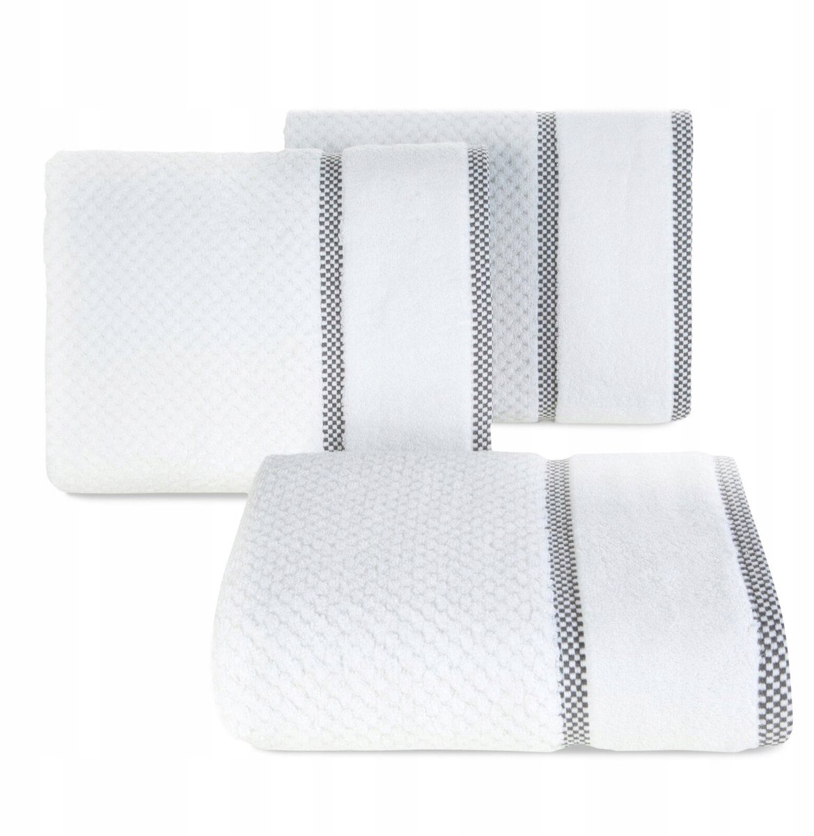 Luxe Katoenen Badhanddoek CALE 70x140 cm - Wit met Borduursel