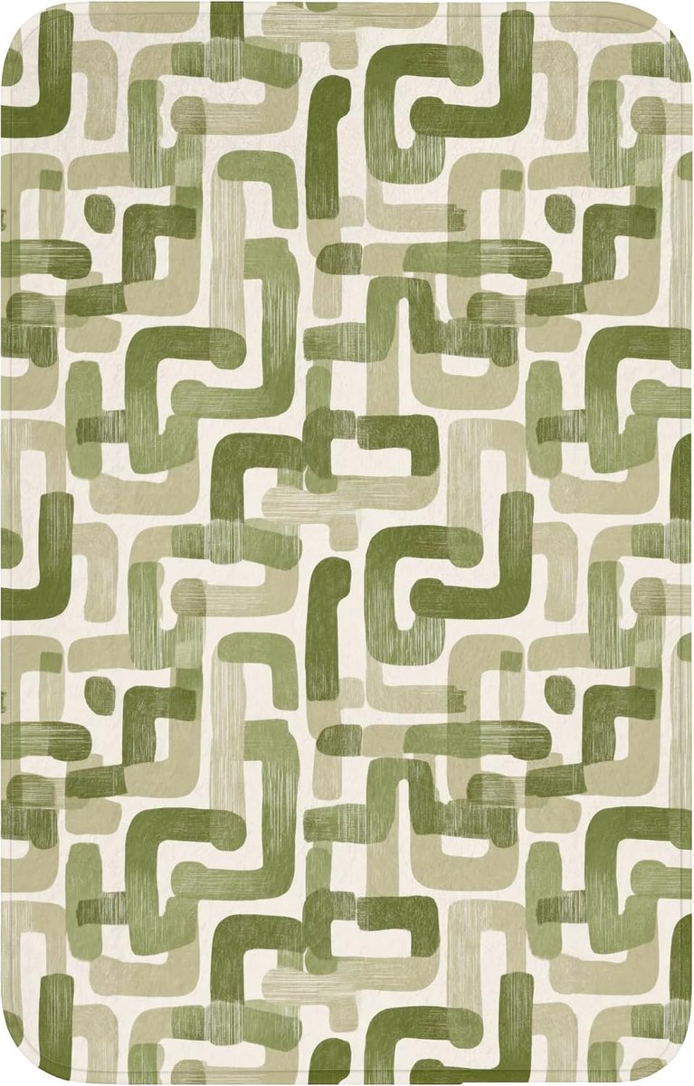 Badmat Rechthoekig 50x80 cm Badkamer Accessoires Bath Mat Anti Slip Wc Memory Foam Wasbaar Zacht Bathroom Toilet Mats Washable Modern - Grafisch - Groen