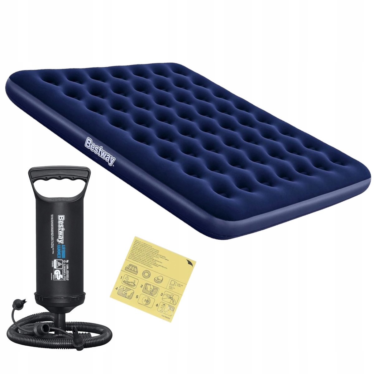 Bestway 2-persoons luchtbed 203x183cm met handpomp & reparatieset